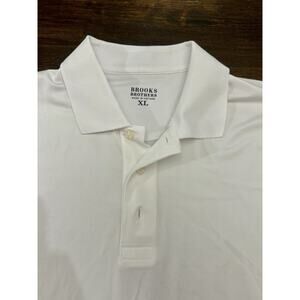 Men's Brooks Brothers Polo Shirt Mens XL White Performance Stretch